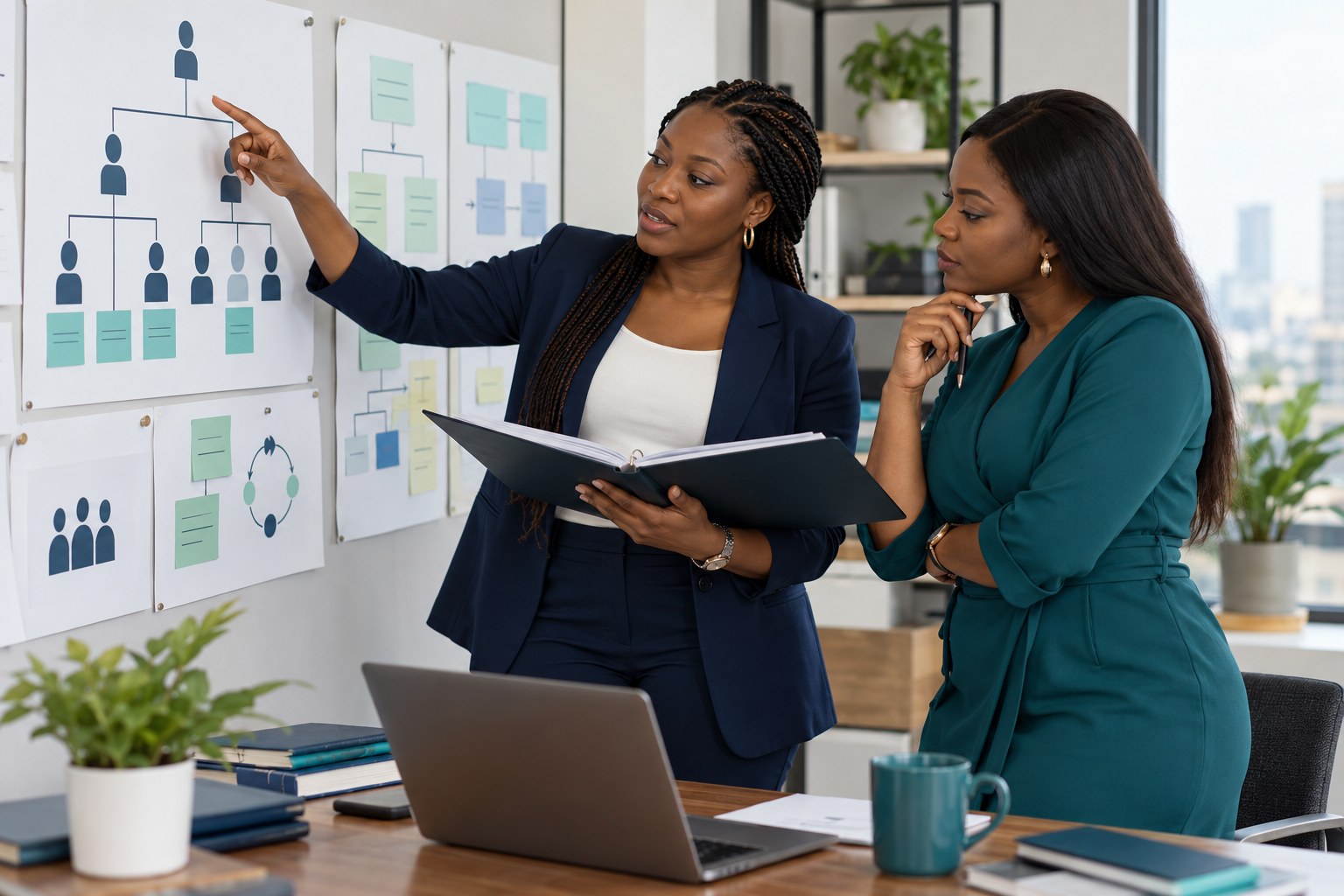 Illustrative hr consulting service scene