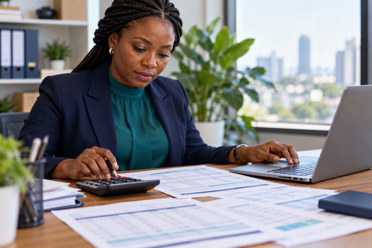 Illustrative payroll management service scene